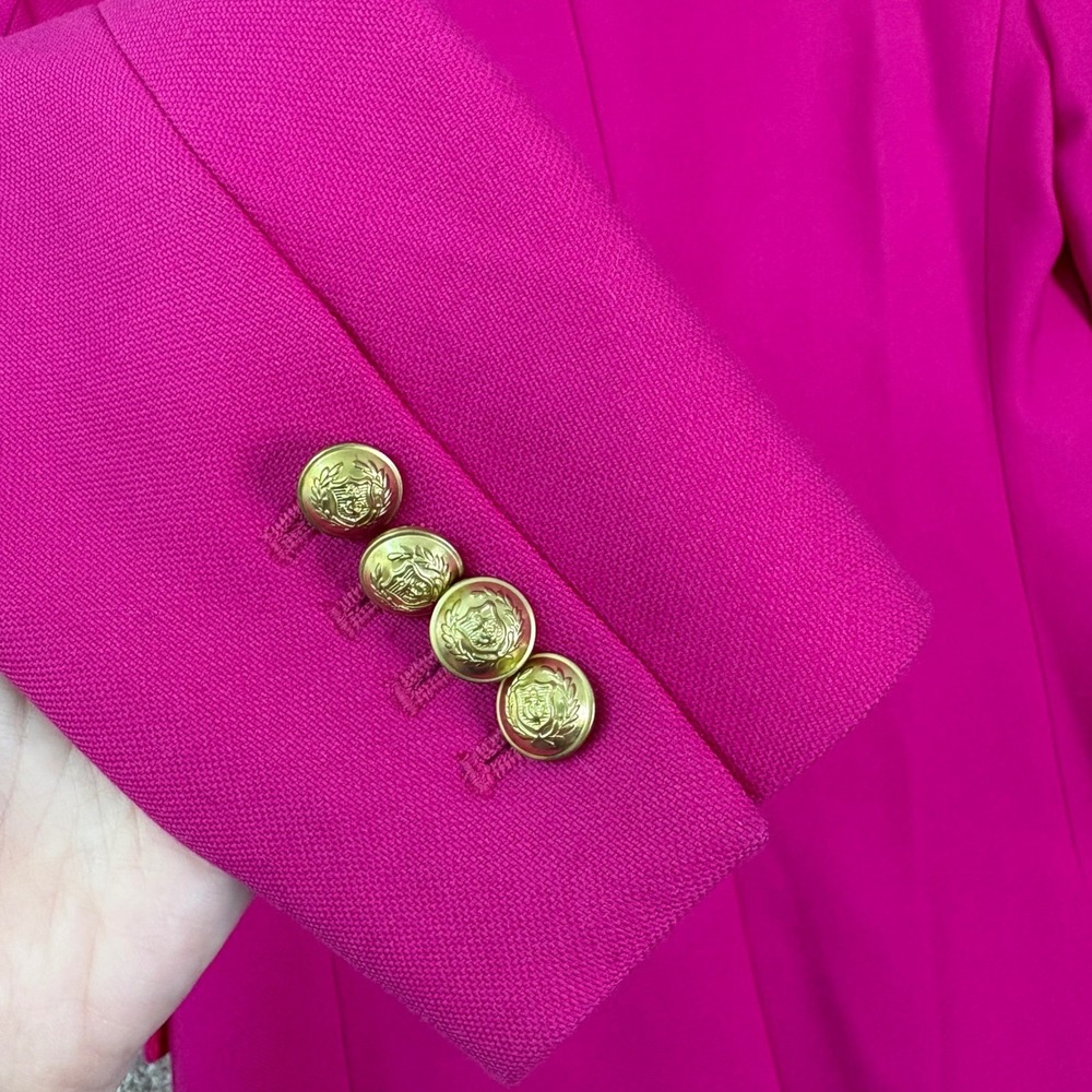 J.CREW Rhodes Blazer Women's 0 Pink Wool‎ Gold Button Professional Barbiecore - Picture 10 of 11
